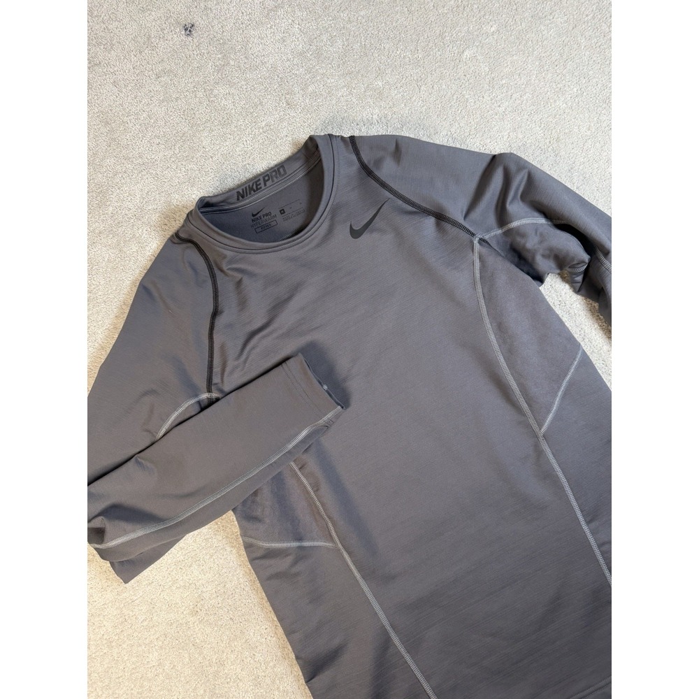 Nike Pro Hyperwarm Fitted Men's M L/S Fitted Shirt Compression Gray Training Gym